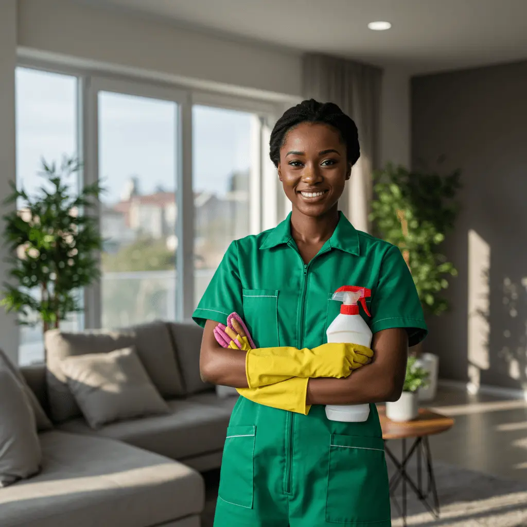 A woman cleaning in a lagos house in nigeria